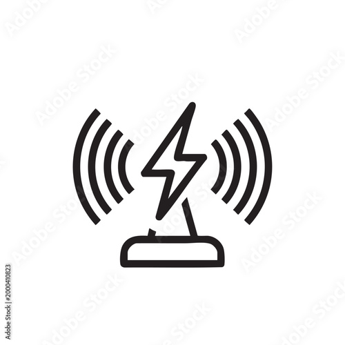Wireless signal and lightning bolt icon for technology and communication