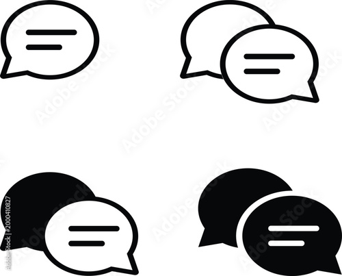 Speech Bubbles with Lines Icons Set illustration
