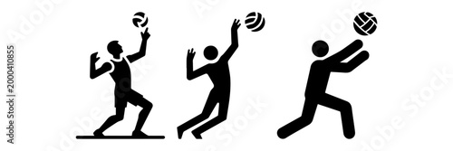 Volleyball Players in Action: Spiking Serving and Playing.