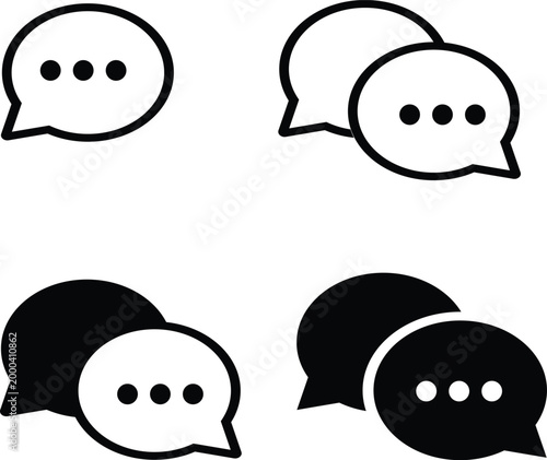 Speech Bubbles with Dots Icons Set illustration