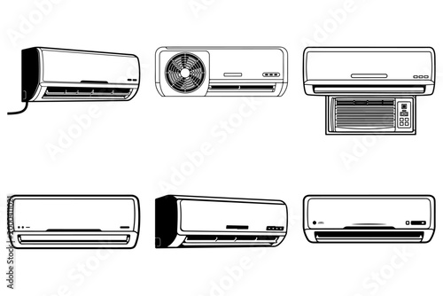 Air conditioner line art silhouette vector illustration