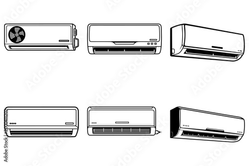Air conditioner line art silhouette vector illustration