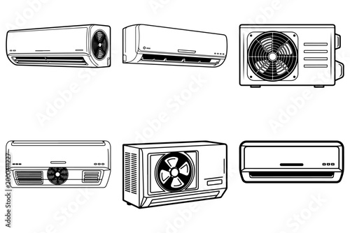 Air conditioner line art silhouette vector illustration