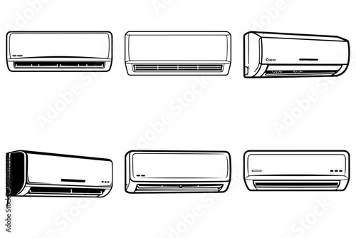Air conditioner line art silhouette vector illustration