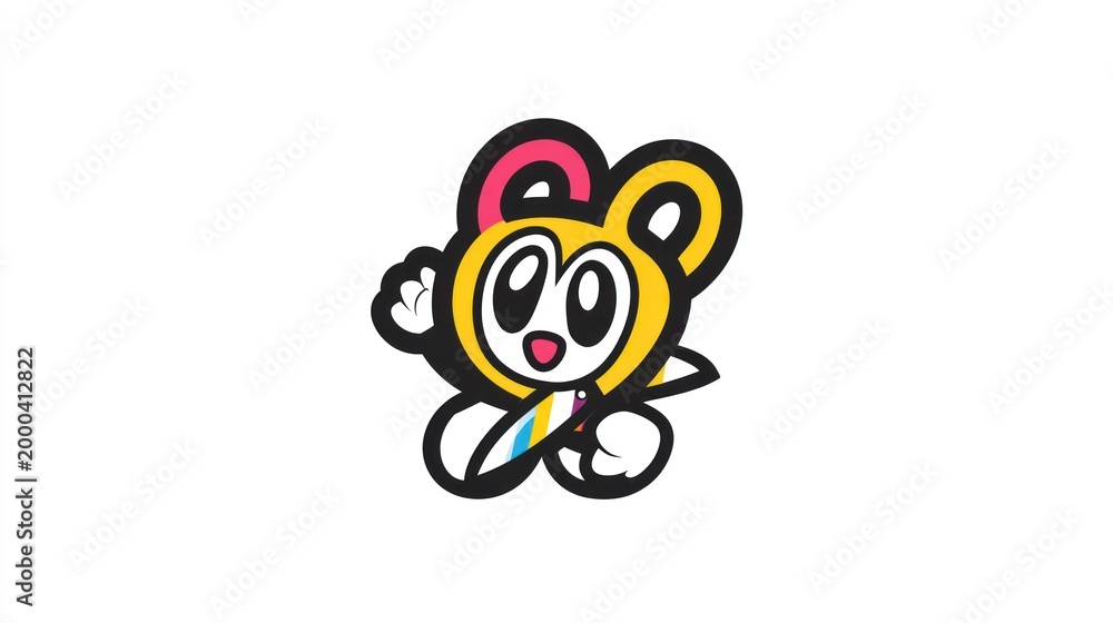Fototapeta premium Cartoon character illustration smiling animated figure on white background
