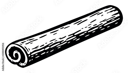 Cinnamon bark rolled into a stick, a popular culinary spice providing warm aroma and sweet flavor