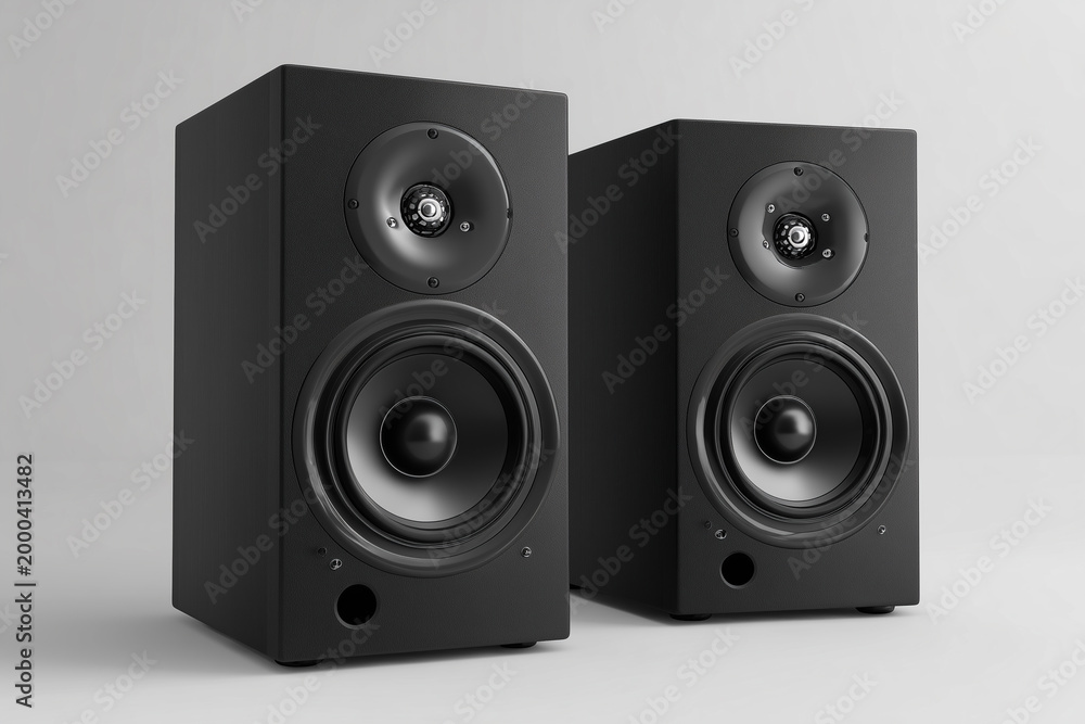 Fototapeta premium Modern audio loudspeaker isolated on white background.