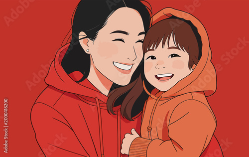 Warm affectionate portrait of mother and daughter hugging