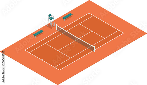 Isometric tennis court clay surface stock illustration