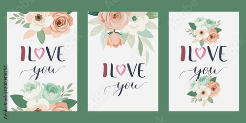 Love you floral greeting cards