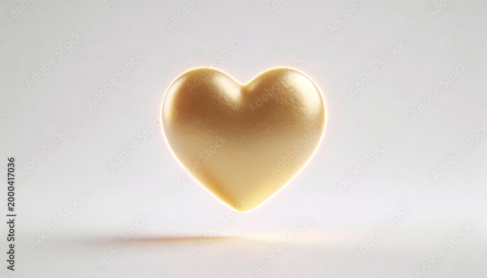 Fototapeta premium 3D Floating Heart Object with Soft Glow and Gentle Shadows
