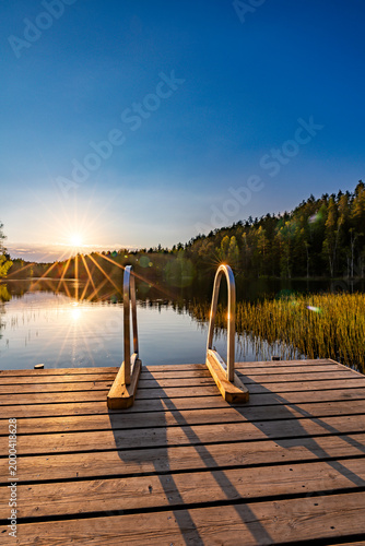 beautiful summer landscape at sunset