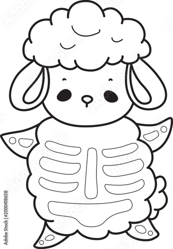 Coloring pages of Cute sheep hand drawn emotes icon