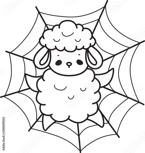 Coloring pages of Cute sheep hand drawn emotes icon