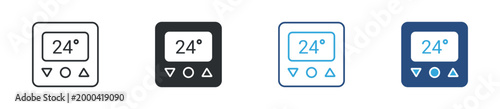 thermostat control icon set. temperature regulation symbol. smart home, climate control, energy management concept. vector illustration.