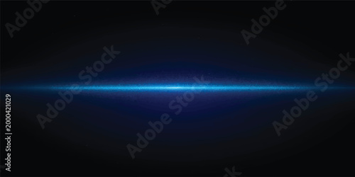A dark blue digital space background features glowing light rays and motion lines that create a wave of energy across a starry black night backdrop with an artistic blur