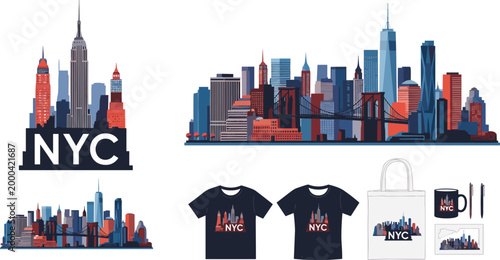 Φωτογραφία NYC Skyline Vector Illustration for Merchandise Designs Featuring T-shirts, Mugs