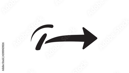 Black Arrow Turning Right On White Background For Directional Symbols