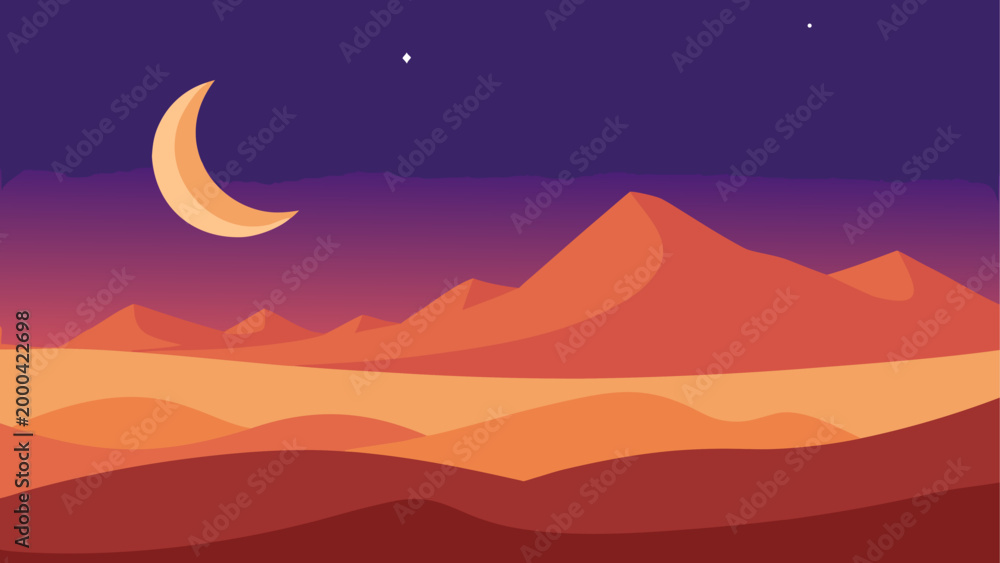 Obraz premium Full moon rising over red mountain range at night