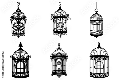 Jet airplane line art silhouette vector illustration