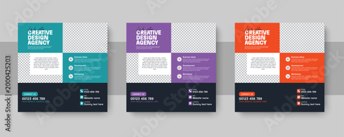 Creative design agency social media post or web banner ad template for corporate branding marketing.