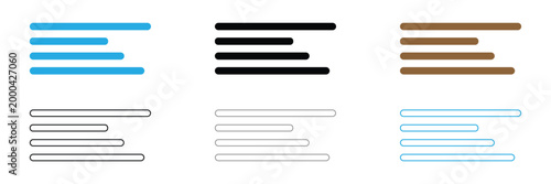 Hamburger menu bar flat icon for apps and websites . Vector Illustration . EPS 10 .
