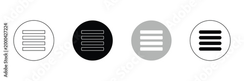 Hamburger menu bar flat icon for apps and websites . Vector Illustration . EPS 10 .
