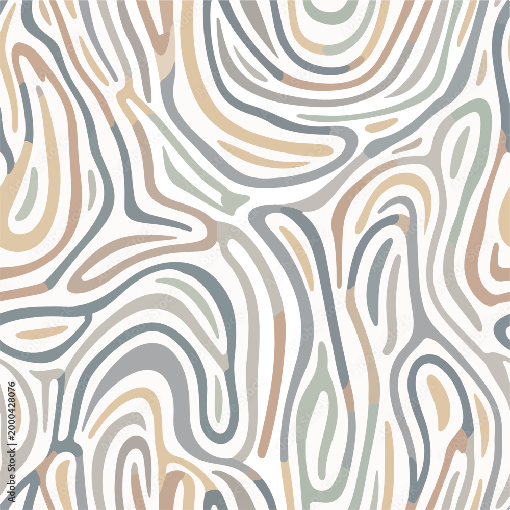 Fototapeta premium Abstract Seamless Organic Pattern with Flowing Muted Lines