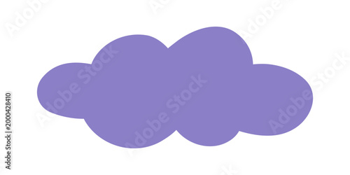 Vector purple cloud with smooth rounded shape. Minimal dreamy sky cloud element illustration in playful style for weather, forecast, children design and fantasy theme.