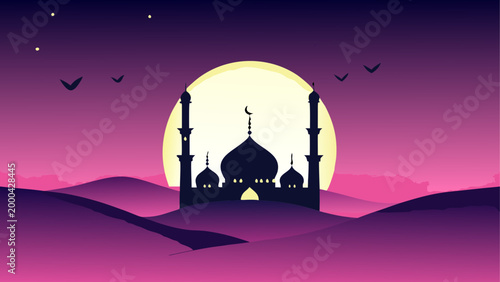 Glowing ghost or spirit floating in dark purple night sky