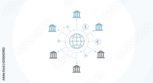 Global Connectivity Network with Building Icons
