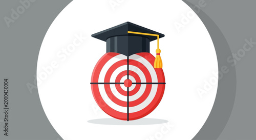 Graduation Cap on Target Vector Illustration