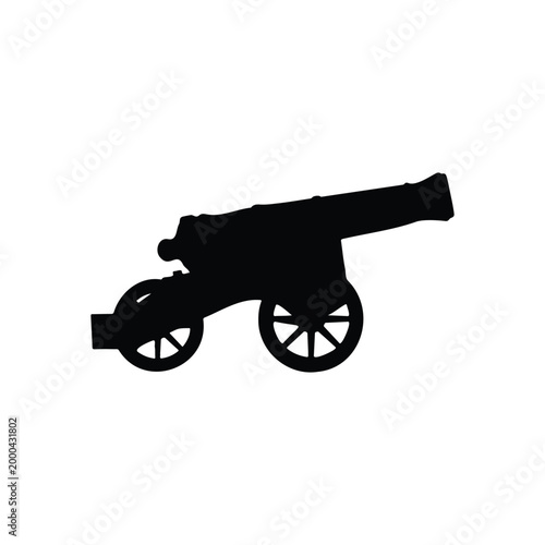 Old vintage cannon silhouette icon vector flat design.