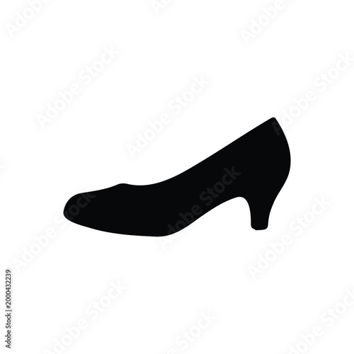 Low heel shoes silhouette icon vector flat design.