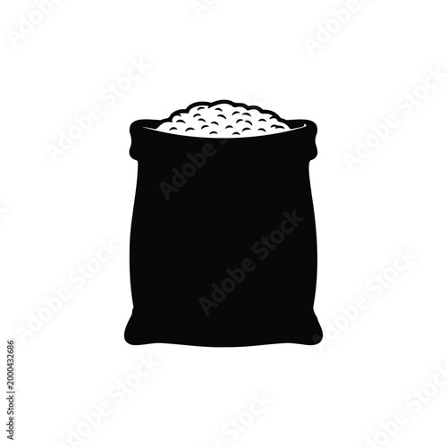 Rice bag silhouette icon vector flat design.