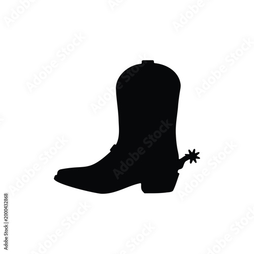 Cowboy boat spur silhouette icon vector flat design.