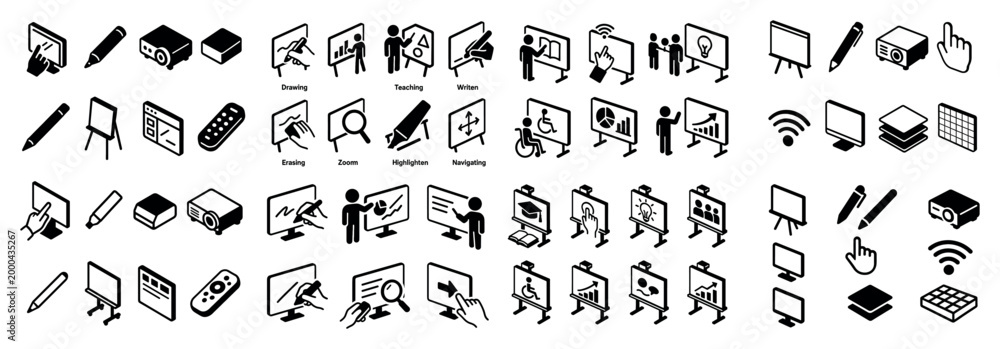 Fototapeta premium Education and presentation icon set