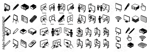 Education and presentation icon set