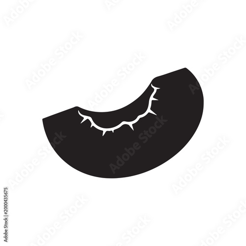 Peach slice silhouette icon vector flat design