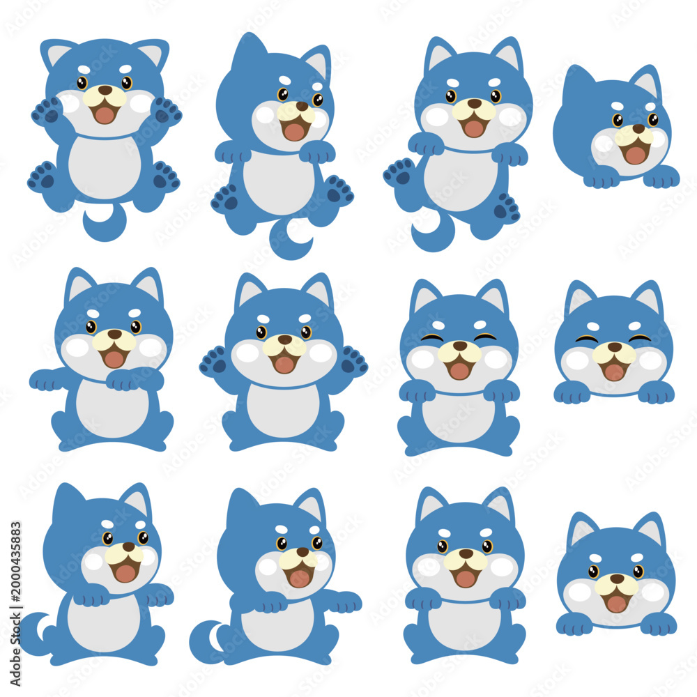 Obraz premium A collection of simple and cute dog images.,