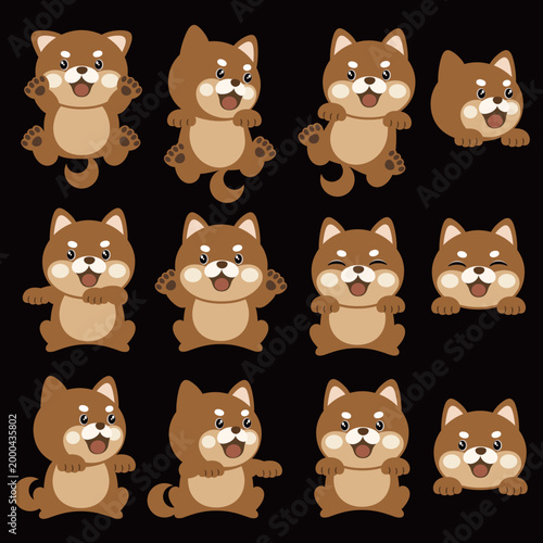 A collection of simple and cute dog images.,