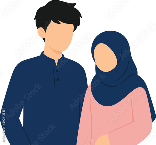 Muslim Couple Portrait Illustration