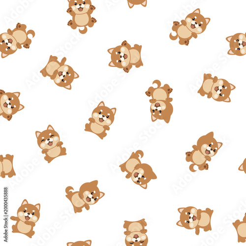 Seamless pattern with abstract images of dogs,