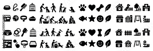 Pet care icons and symbols collection