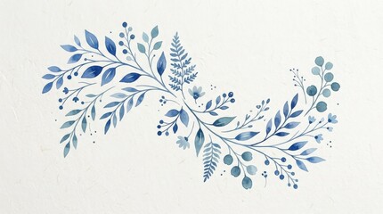 Minimalist botanical design with blue foliage, clean plant inspired composition for modern decor or packaging, soft texture, no logos