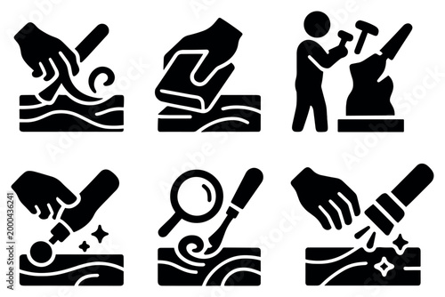 Craft icons with hand chisel wood minimal