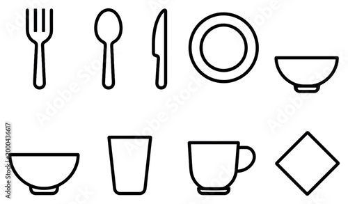 Dining icons with fork spoon knife minimal
