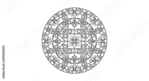 Intricate Black and White Mandala Design.