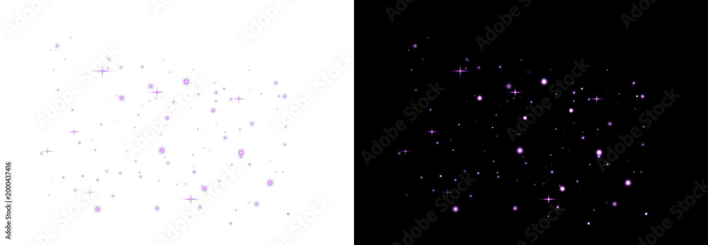 Naklejka premium Pink glowing dust cloud with stars isolated on a split background. Magical particle texture. PNG.
