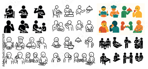 People eating dining and serving scenes